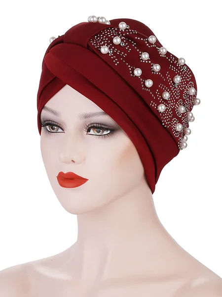 

Diamond Nail Pearl Toe Cap Home Everyday Party, Wine red, Women Hats