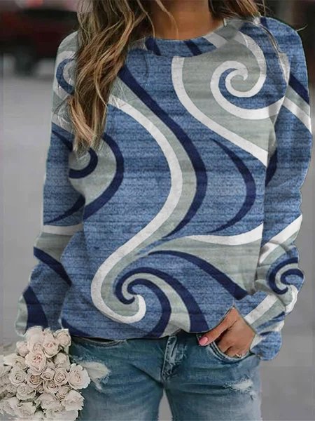

Crew Neck Raglan Sleeve Geometric Sweatshirts, Blue, Sweatshirts & Hoodies