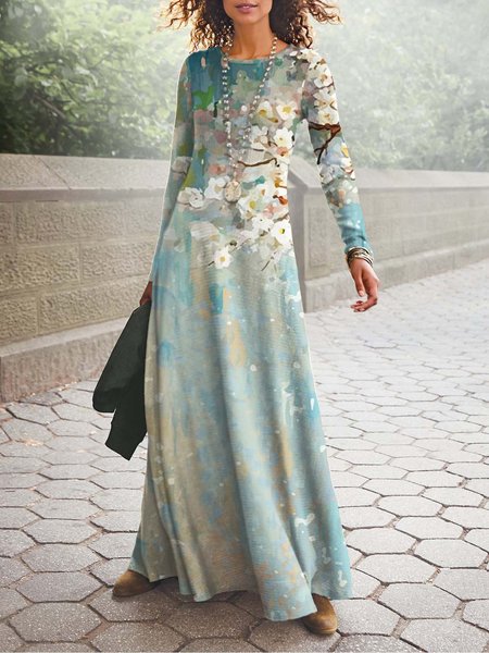 

Regular Fit Cotton-Blend Floral Dresses, Green, Dresses