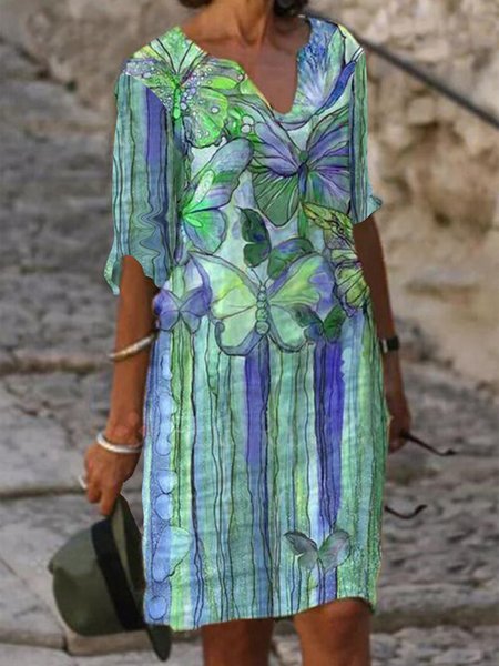 

Casual Butterfly Dresses, Green, Dresses