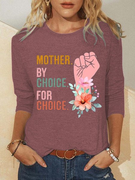 

Mother By Choice For Choice Women's Long Sleeve T-Shirt, Red, Long sleeves