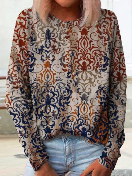 

Retro gradient pattern loose sweater plus size, Multicolor, Sweatshirts & Hoodies