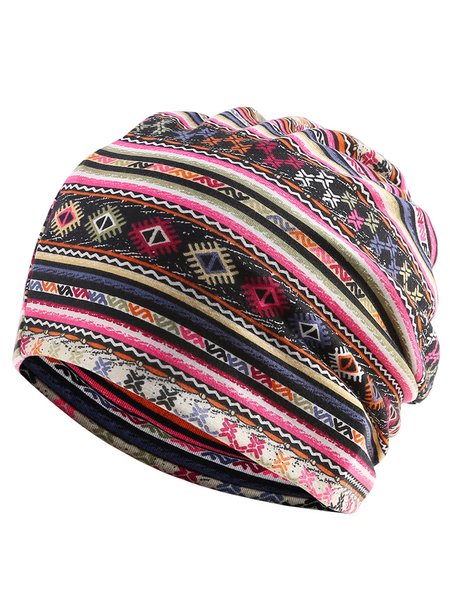 

Casual Ethnic Paisley Print Pullover Hat, Red, Women Hats