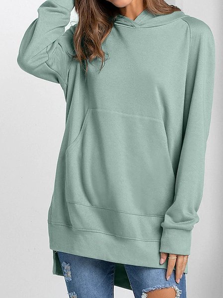 

Casual Plain Autumn Polyester Micro-Elasticity Loose Mid-long H-Line Regular Size Sweatshirts for Women, Aqua, Sweatshirts & Hoodies
