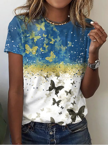 

Regular Fit Butterfly Casual T-Shirt, Multicolor, T-Shirts