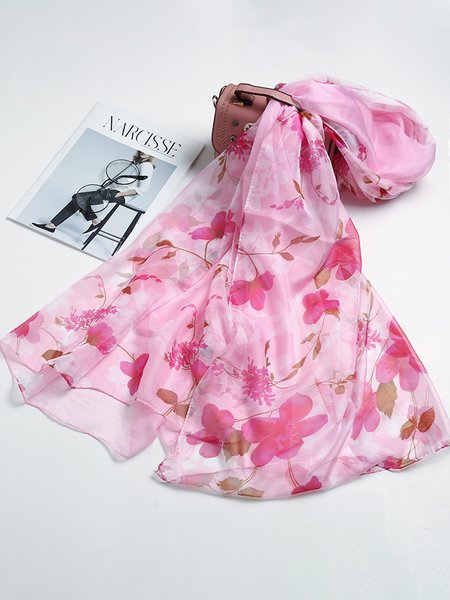 

Floral All Season Vacation Printing Silk-blend Quick Dry Commuting Scarf Regular Scarf for Women, Pink, Scarves & Gloves