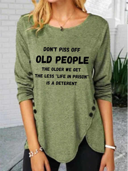 

Crew Neck Loose Casual Tops, Green, Shirts & Blouses