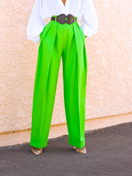 

Commuting Loose FashionStraight pants Long Pants, Green, Wide Leg Pants