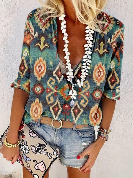 

Casual Loose Stand Collar Tops, Multicolor, Shirts & Blouses