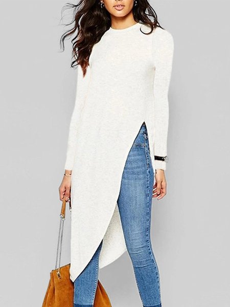 

Plain Simple Regular Fit Long Sleeve Top, White, Blouses and Shirts