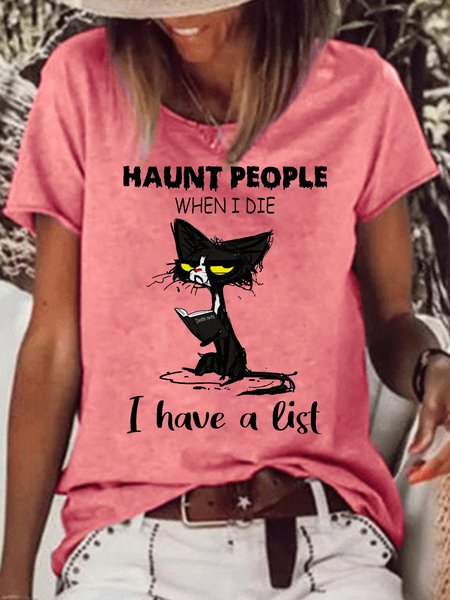 

Womens Funny I Fully Intend To Haunt People Shirt For Cat Lover T-Shirt, Red, T-shirts