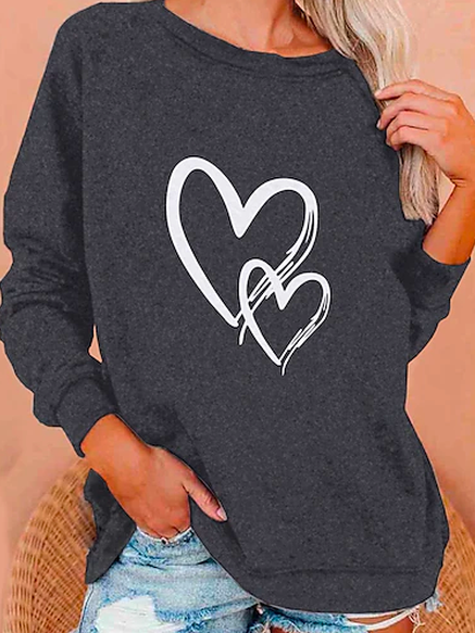 

Heart/Cordate Casual Sweatshirts, Gray, Sweatshirts & Hoodies