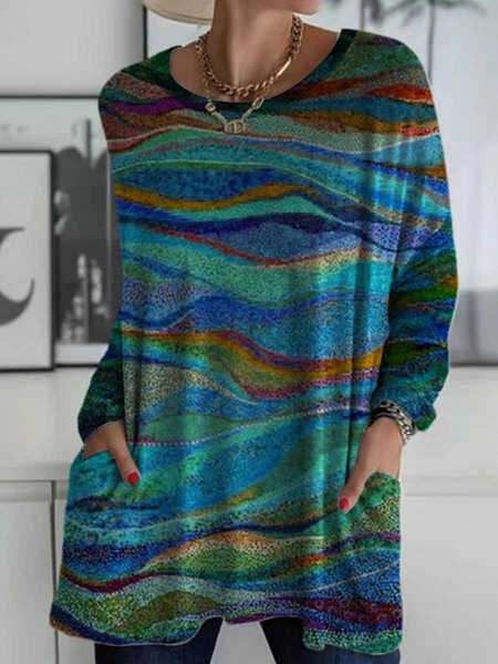 

Cotton-Blend Ombre Casual Tops, Multicolor, Shirts & Blouses