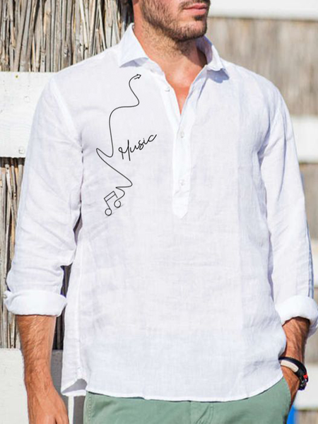 

Net based leisure long-sleeved shirt color cotton and linen style, As picture, Long Sleeve Shirts