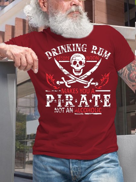 

Women's Drinking Rum Before Noon Makes You A Pirate, Not An Alcoholic Casual T-Shirt, Red, T-shirts