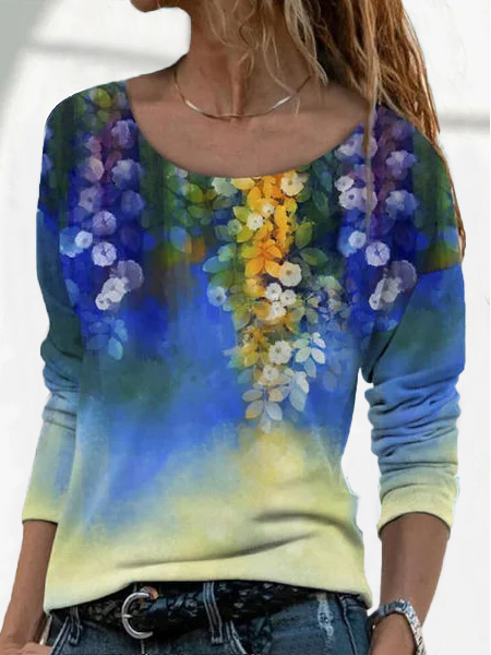 

Floral Casual Crew Neck Tops, Multicolor, Shirts & Blouses