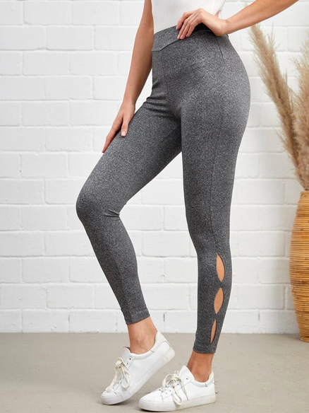 

Plain Casual Tight Leggings, Gray, leggings