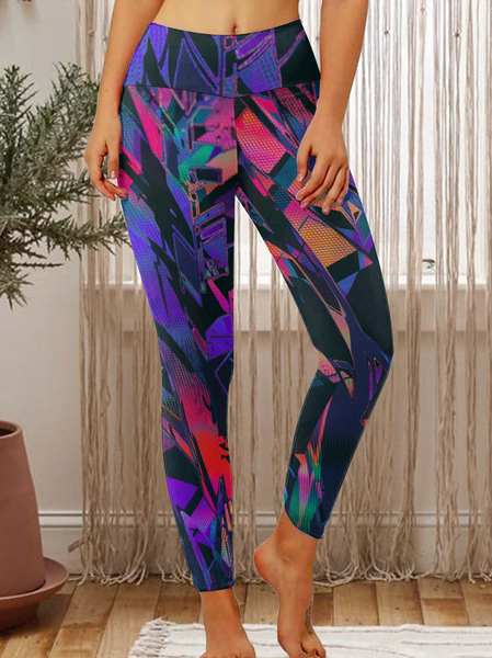 

Women Colorful Texture Regular Fit Casual Leggings, As picture, Leggings