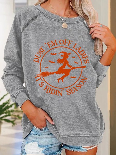 

Women Dust 'em Off Ladies It's Ridin' Season Simple Halloween Sweatshirt, Gray, Hoodies&Sweatshirts