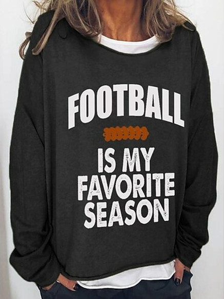 

Text Letters Crew Neck Casual Tops, Black, Sweatshirts & Hoodies