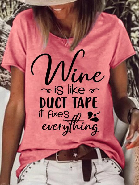Womens Funny Wine fixes everything Letters T Shirt