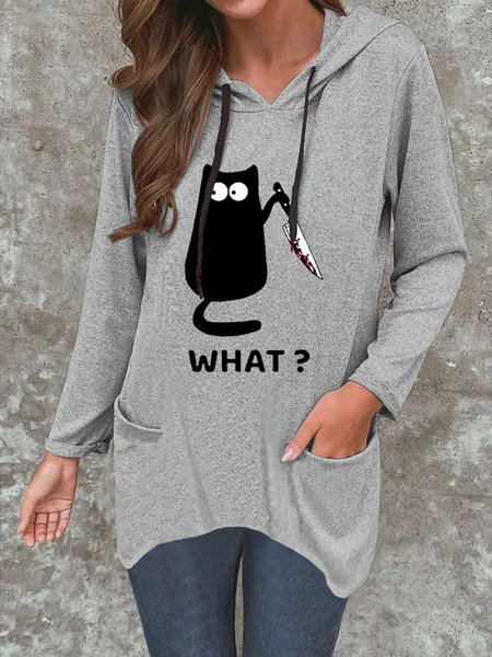 

Hoodie Regular Fit Tops, Gray, Shirts & Blouses