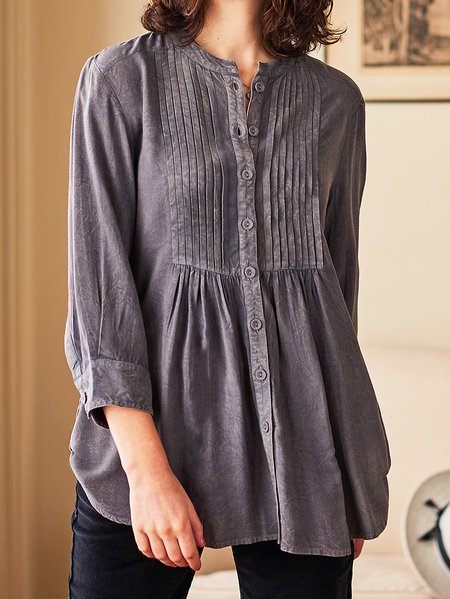

Cotton Crew Neck Blouse, Gray, Shirts & Blouses