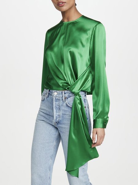 

Urban Regular Fit Long Sleeve Crew Neck Top, Green, Tops