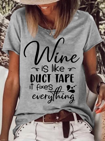 Womens Funny Wine fixes everything Letters T Shirt