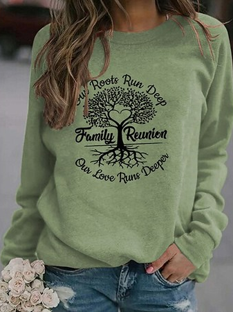 

Casual Cotton-Blend Loose Sweatshirts, Green, Sweatshirts & Hoodies