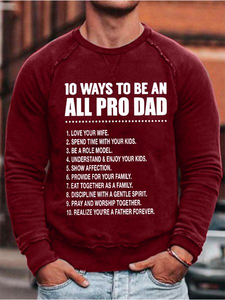 

Men Funny Graphic 10 Ways To Be An All Pro Dad Casual Sweatshirt, Red, Hoodies&Sweatshirts