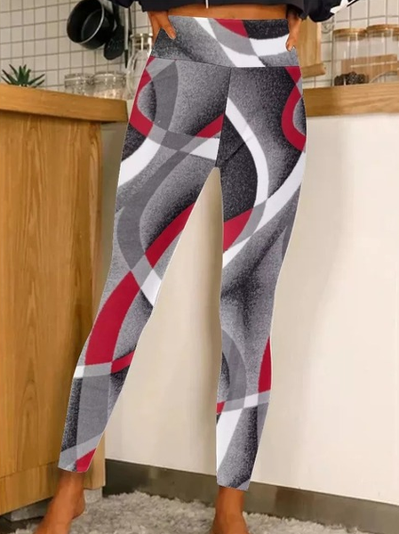 

Womens Abstract Print Casual Leggings, As picture, Leggings