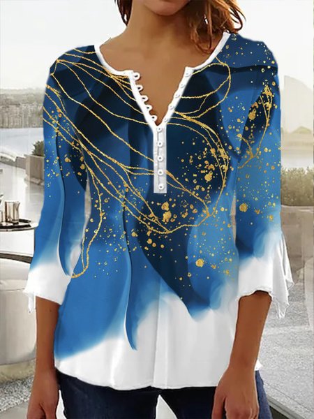 

Ombre Vacation V Neck Top, Multicolor, Shirts & Blouses