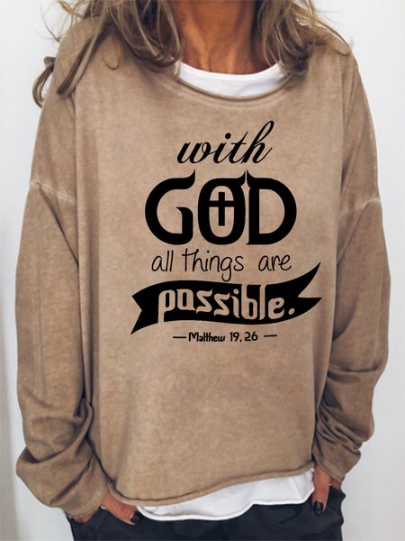 

With God All Things Are Possible Women's Sweatshirt, Light brown, Hoodies&Sweatshirts
