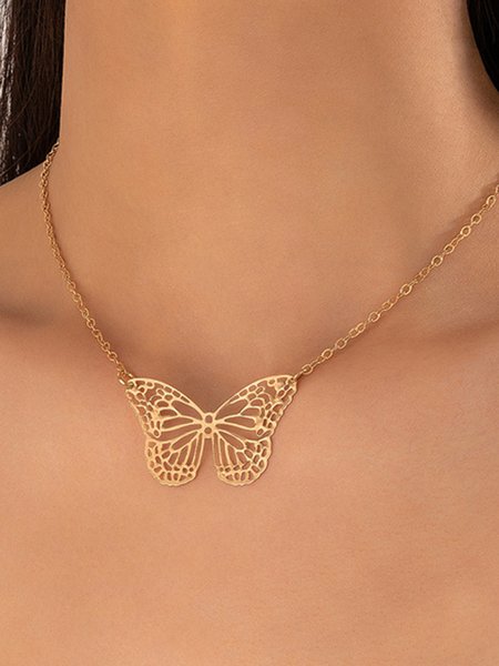 Holiday Beach Cutout Butterfly Necklace, Golden, Necklaces