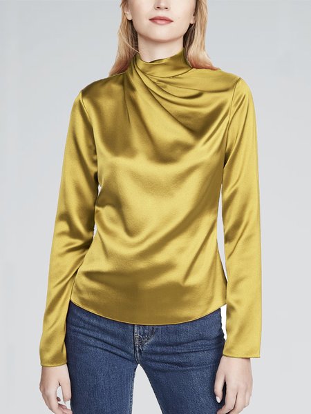 

Urban Plain Long Sleeve Regular Fit Blouse, Yellow, Blouses and Shirts
