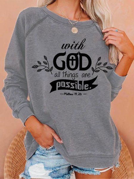 

With God All Things Are Possible Women's Sweatshirt, Gray, Hoodies&Sweatshirts