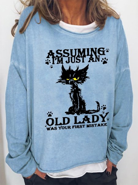 

Black Cat Assuming I’m Just An Old Lady Was Your First Mistake Simple Sweatshirt, Light blue, Hoodies&Sweatshirts