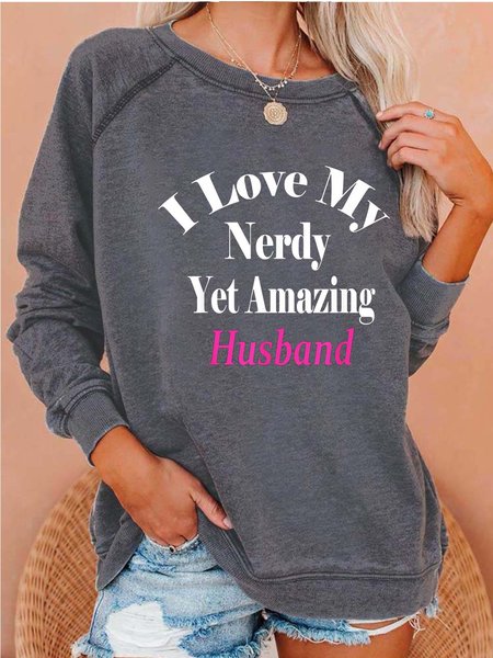 

Women Husband Family Love Crew Neck Sweatshirts, Gray, Hoodies&Sweatshirts