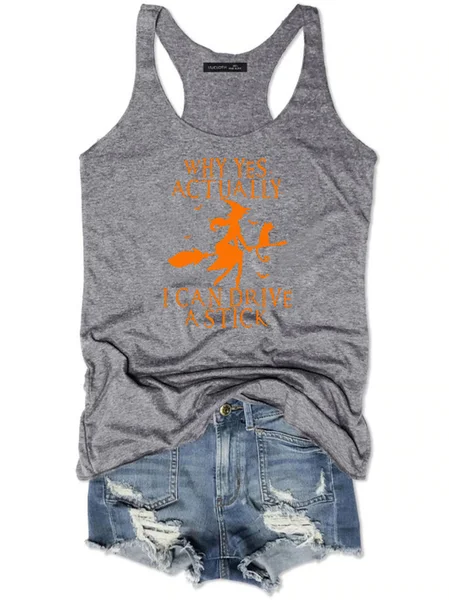 Yes I Can Drive Stick Tee, Gray, Tank Tops
