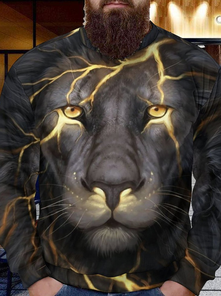 

Men Abstract Art Lions Casual Sweatshirt, Black, Hoodies&Sweatshirts