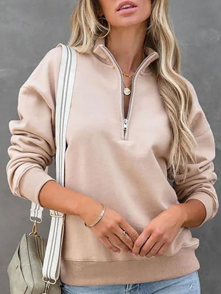 

Casual Plain Knit Loose Pullover Sweater, Light khaki, Sweatshirts & Hoodies