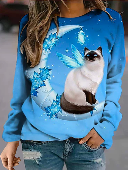 

Cute Cat Pattern Street Loose Sweatshirts, Multicolor, Sweatshirts & Hoodies