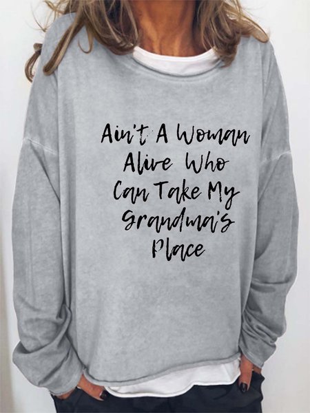 

Women Family Grandma Letters Crew Neck Loose Sweatshirts, Light gray, Hoodies&Sweatshirts