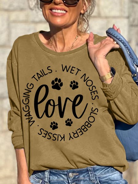 

Womens Dog Lover Casual Crew Neck Sweatshirts, Khaki, Hoodies&Sweatshirts