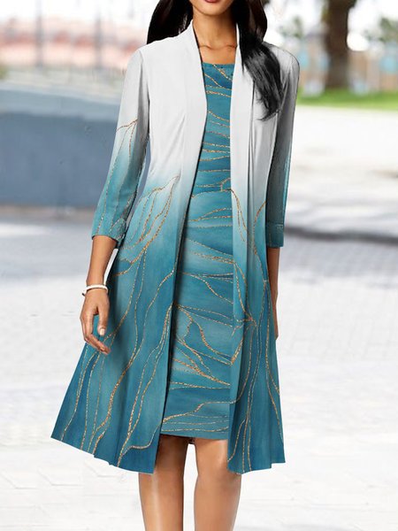 

JFN Flower Leaf Jacket Holiday Two Piece Set Dress, Green, Dresses