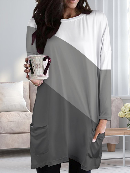 

Women Color Clashing casual Abstract Dress, Gray, Dresses