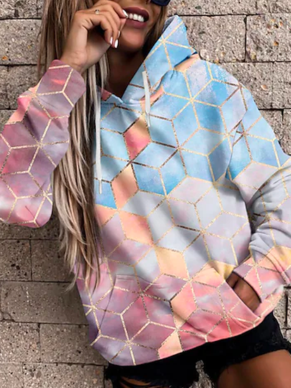 

Loose Geometric Vacation Sweatshirts, Multicolor, Sweatshirts & Hoodies