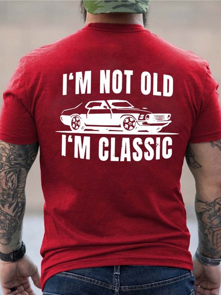 

Men Not Old Classic Car Letters Cotton T-Shirt, Red, T-shirts
