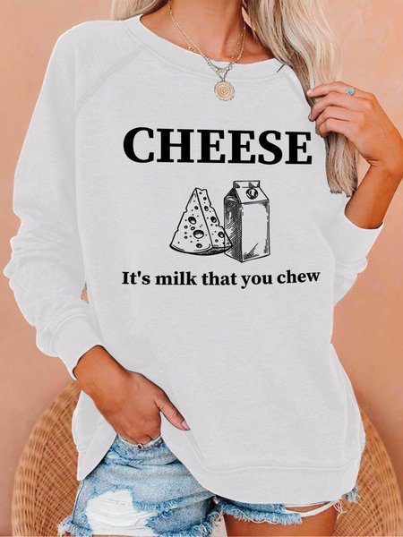 

Cheese It's Milk That You Chew Women's Sweatshirt, White, Hoodies&Sweatshirts